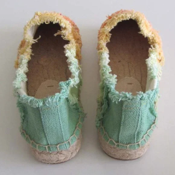 new SOLUDOS multicolored canvas platform espadrilles sz 5 - Picture 6 of 8